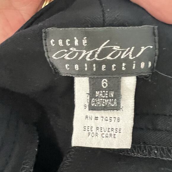 Cache Vintage Y2K Low Rise Flare Leg Black Ponte Pants Size 6 Stretch - Picture 8 of 10